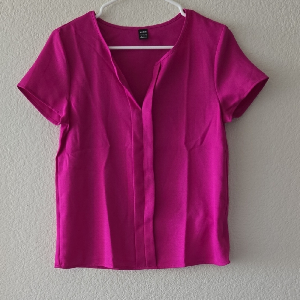 SHEIN Magenta Button Down Shirt